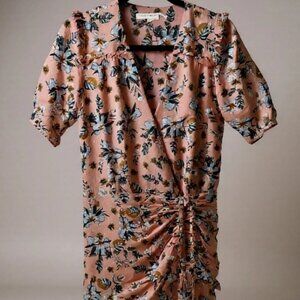 Veronica Beard Dakota Floral Mauve Metallic Silk Mini Dress – Size 6